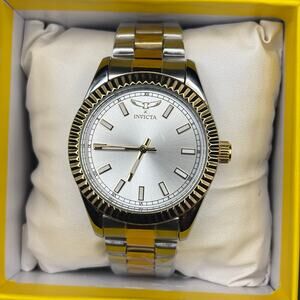 Invicta 69010 Mens Two-Tone Stainless Steel Watch Silver Dial NIBWT